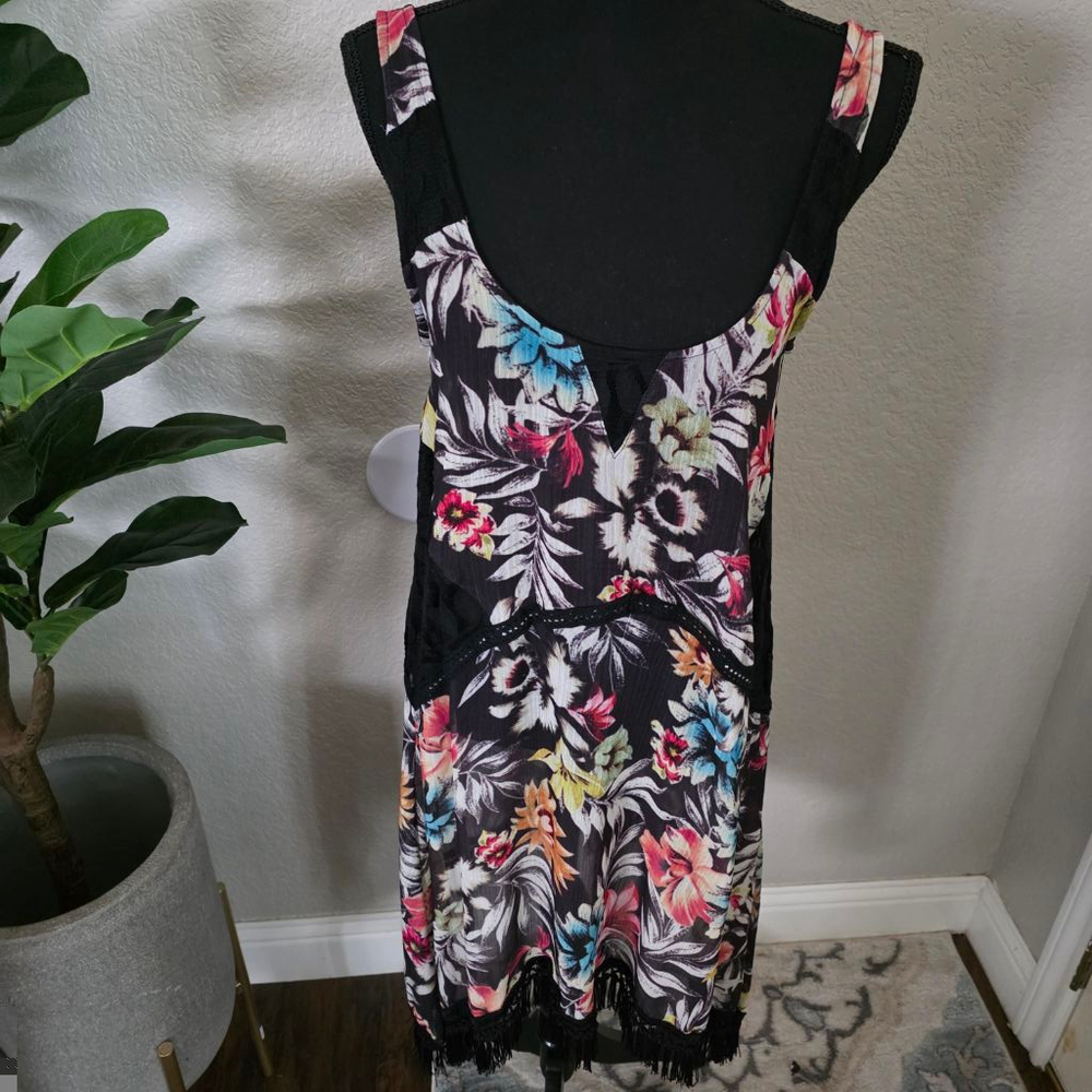 Women's Memory Lane Coverup Dress Medium Black Floral Y2K Boho